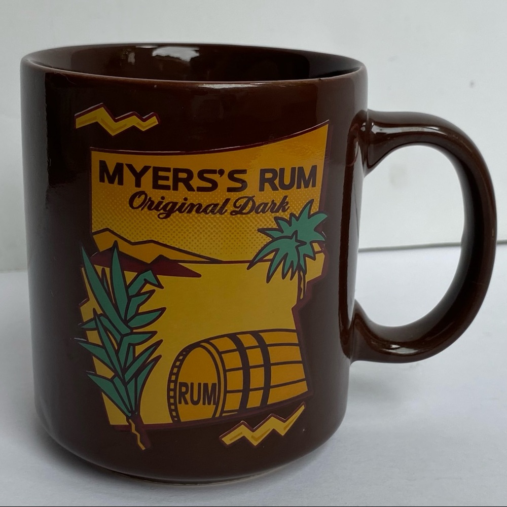 MYERS'S RUM Mug Original Dark ceramic Vintage EUC Coffee cup Taiwan brown